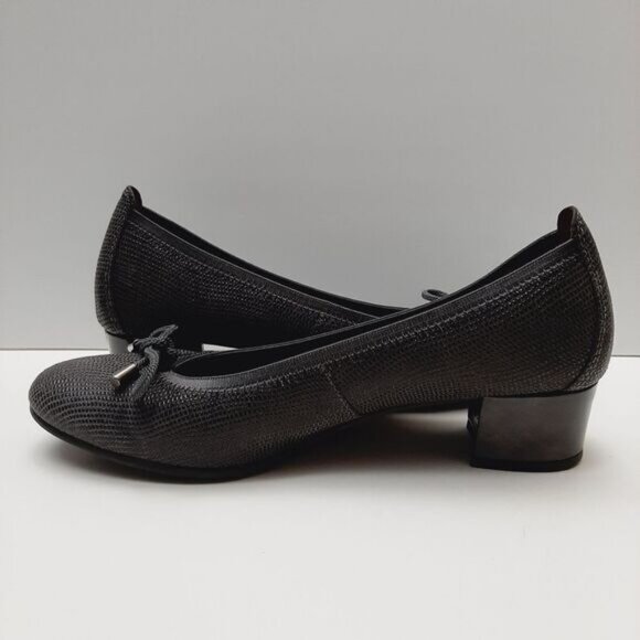 HISPANITAS Spain Textured Chunky Block Heel Pumps w/ Bow Grey Sz 9.5 | Eur 41 - Picture 12 of 16